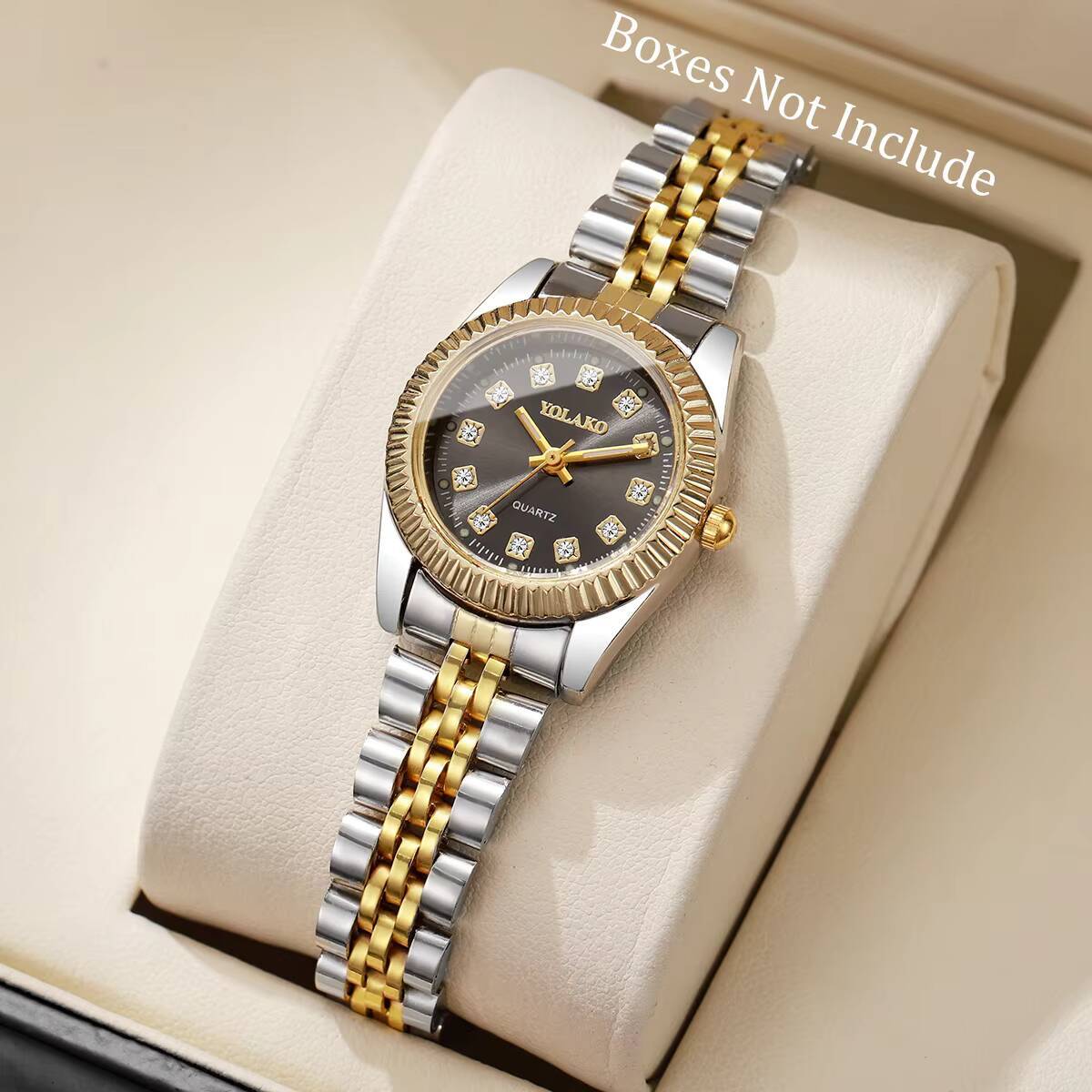 Luxury Watch Case Travel - Relógio feminino de quartzo com strass,