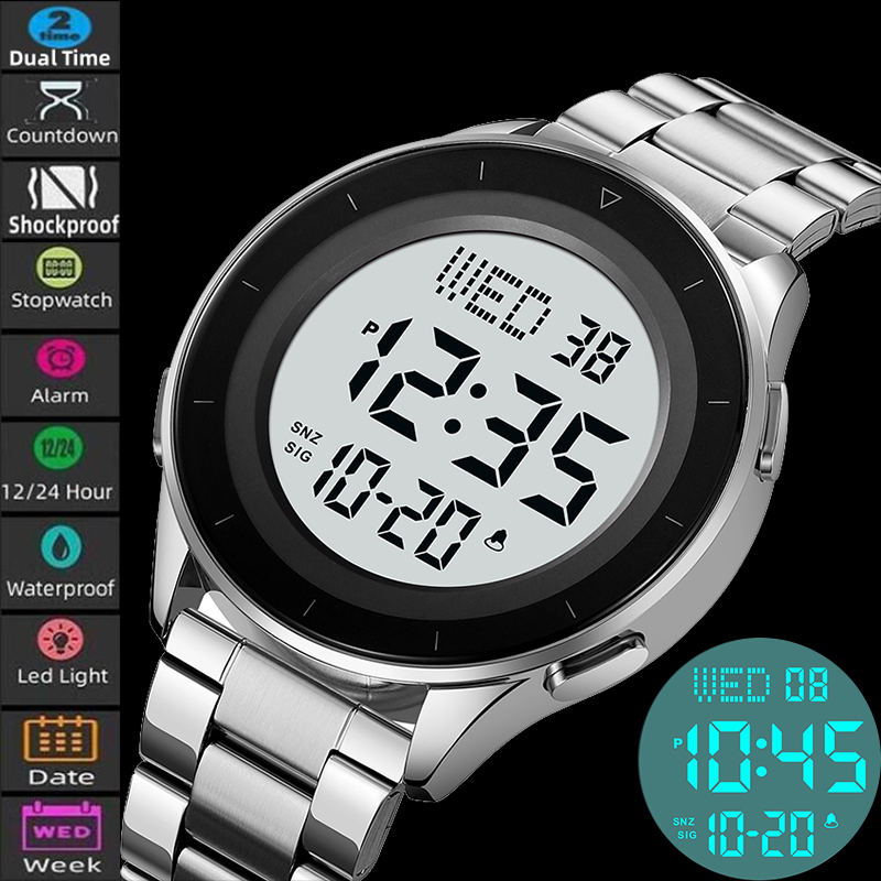 Minute Repeater Watch - Skmei-Dual Time Zone LED Digital Relógio
