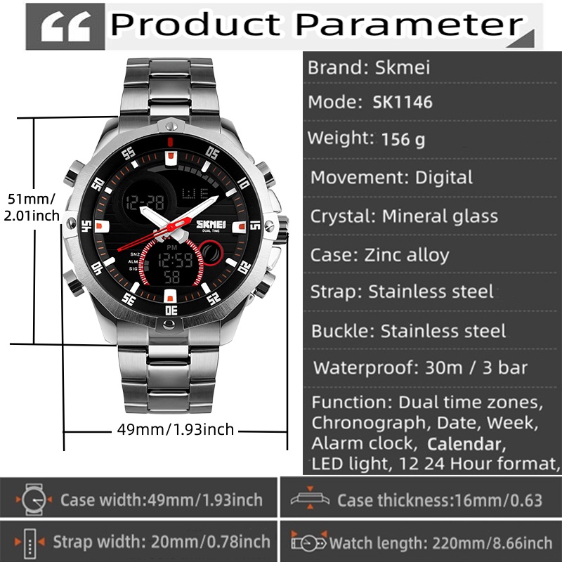Skmei-novo relógio casual de m - Minute Repeater Watch avaliação e preço