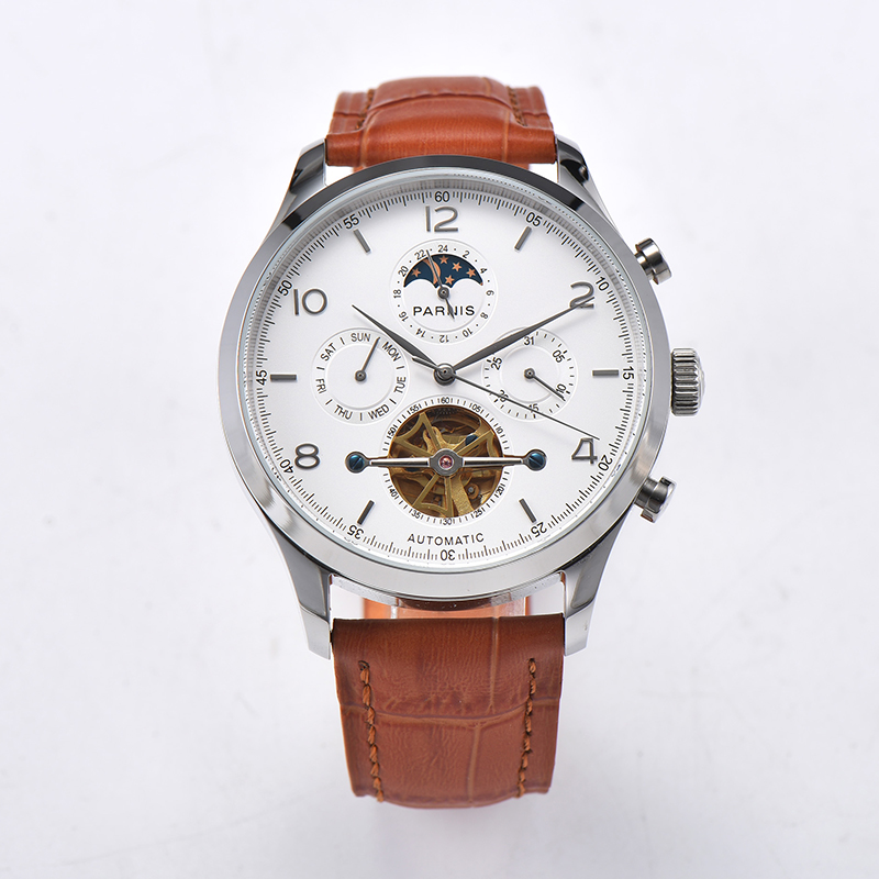 Parnis 43mm mostrador branco m - Minute Repeater Watch avaliação e preço