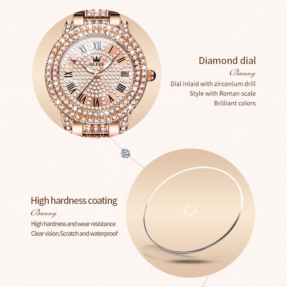 Olevs 9943 luxo todo diamante  - Luxury Watch Girl avaliação e preço