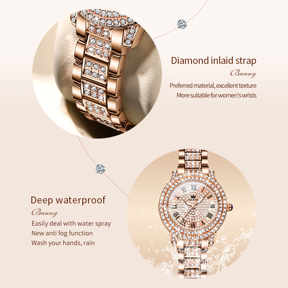 Olevs 9943 luxo todo diamante  - Luxury Watch Girl avaliação e preço